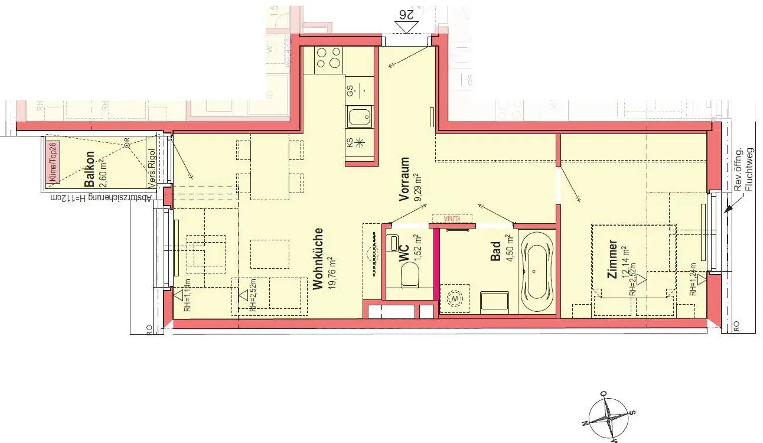 Klimatisierte Neubauwohnung mit hofseitigem Balkon im Dachgeschoss!!!
