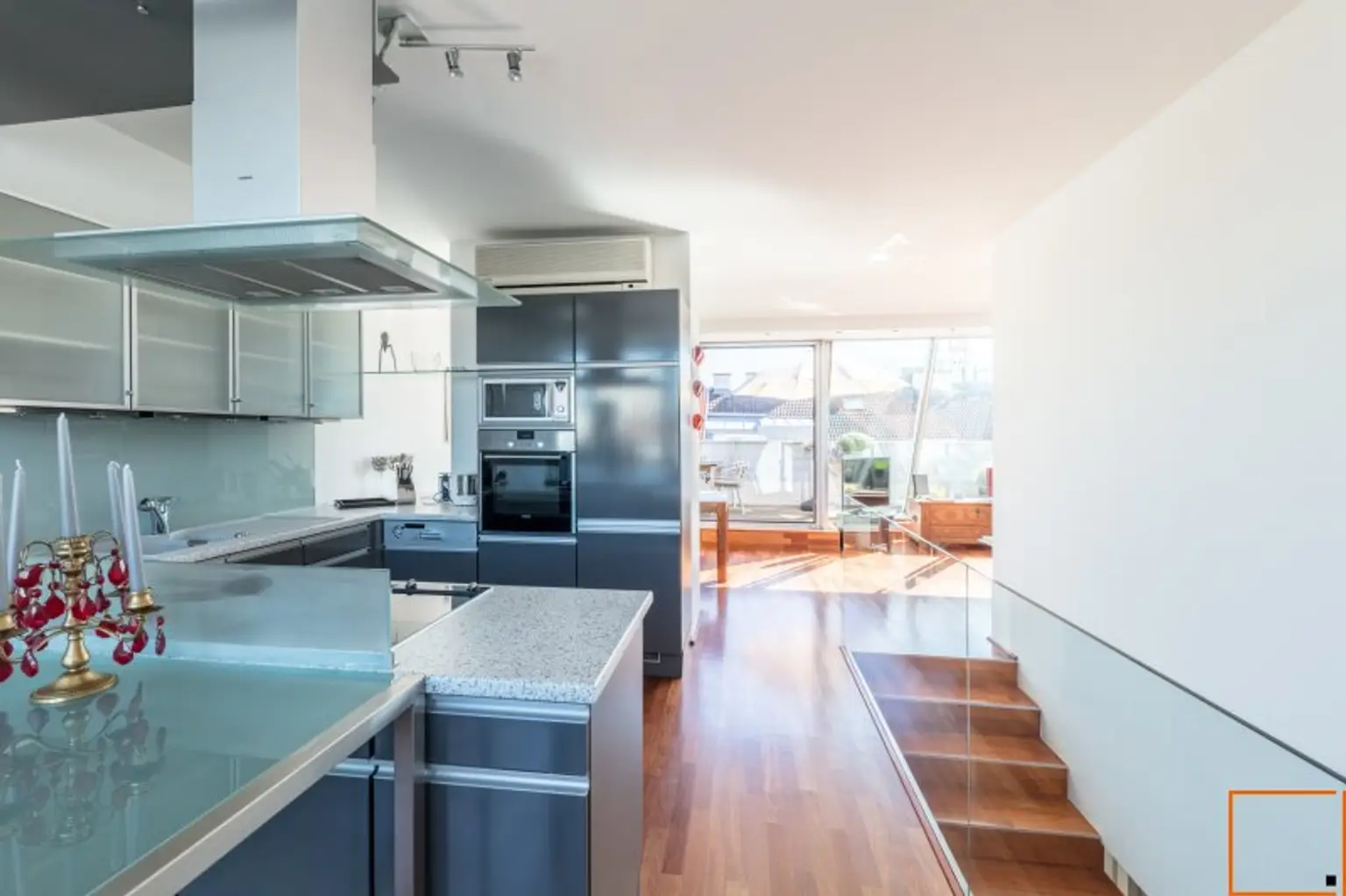 FULLY FURNISHED ROOFTOP APARTMENT:/ AC: Spacious living-dining area & 2 bedrooms