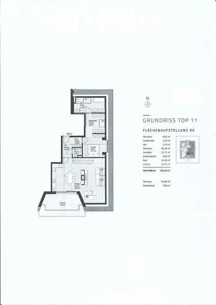 Plan - Großes 2 Zimmer LOFT mit Galerie & Traumterrasse und Aufzug in generalsanierter Ceconi-Villa Kauf Elisabeth-Vorstadt Salzburg