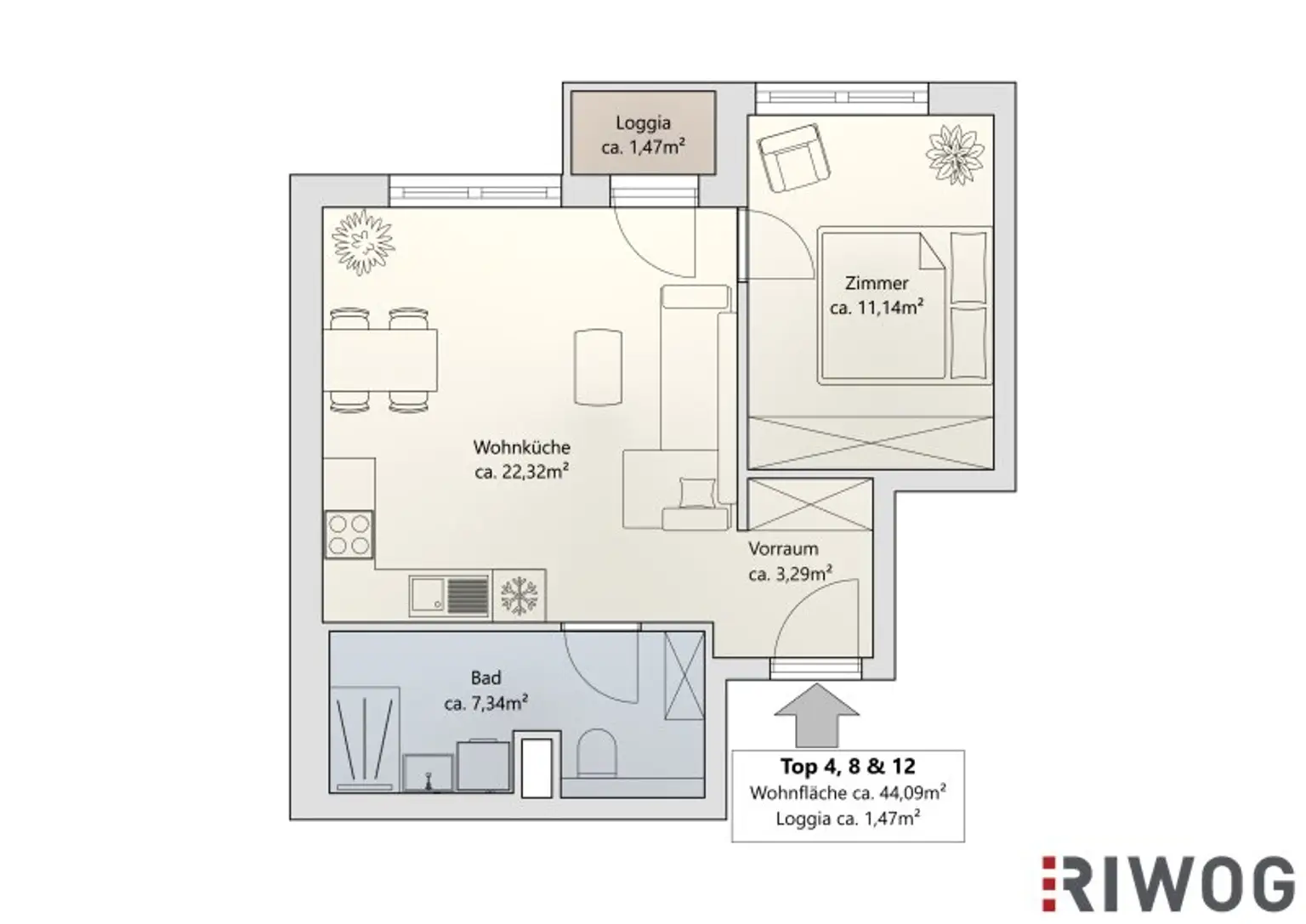 Erstbezug nach Errichtung | für Anleger oder Eigennutzer | 2 Zimmerwohnung mit Loggia | Luftwärmepumpe | optionaler Tiefgaragenplatz