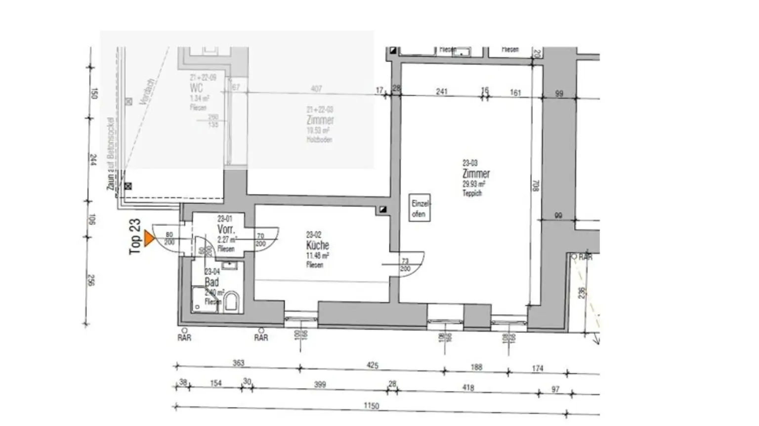 Charmante 2-Zimmer-Wohnung mit Gartenmitbenutzung in St. Pölten