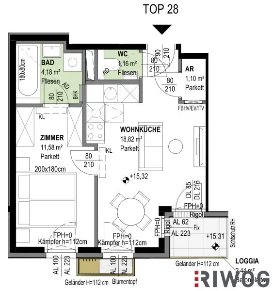 ERSTBEZUG | 2-Zimmer DG-Wohnung mit Loggia | Fernwärme & Klimaanlage | Fassadenbegrünung | TG-Stellplatz optional | Nachhaltiges Wohnbauprojekt