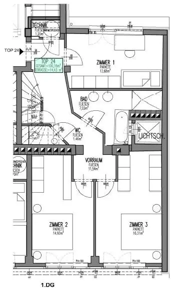 Grundriss Top 24 1DG