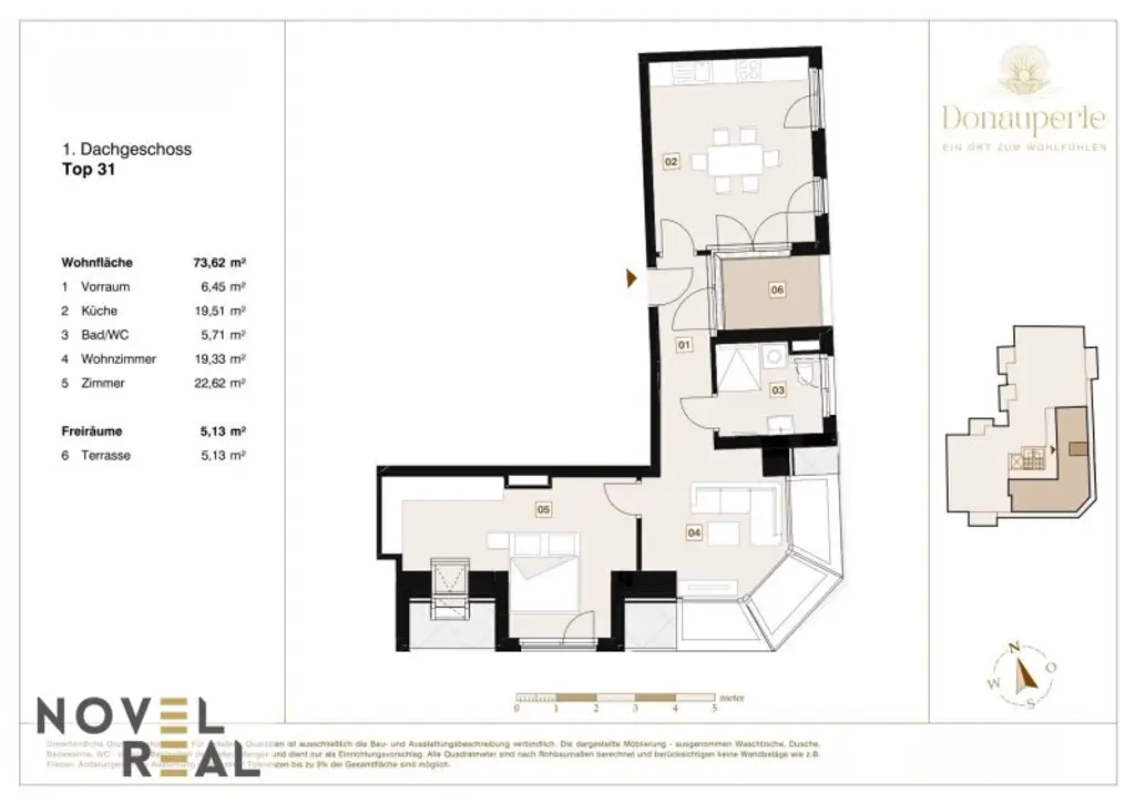 "DONAU PERLE" EXKLUSIV WOHNEN IN TOPLAGE - DACHTERRASSENWOHNUNG MIT PARKBLICK