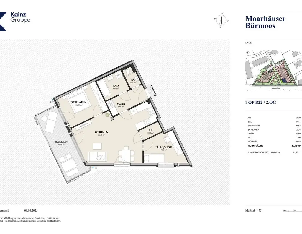 3 Zimmer Wohnung mit sonnigem Balkon in Bürmoos