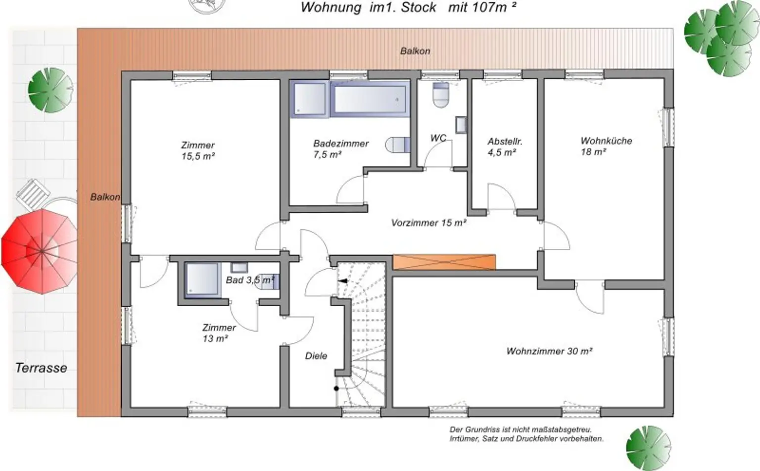 Eine Wohnung mit Garten, zwischen Strobl und Bad Ischl.