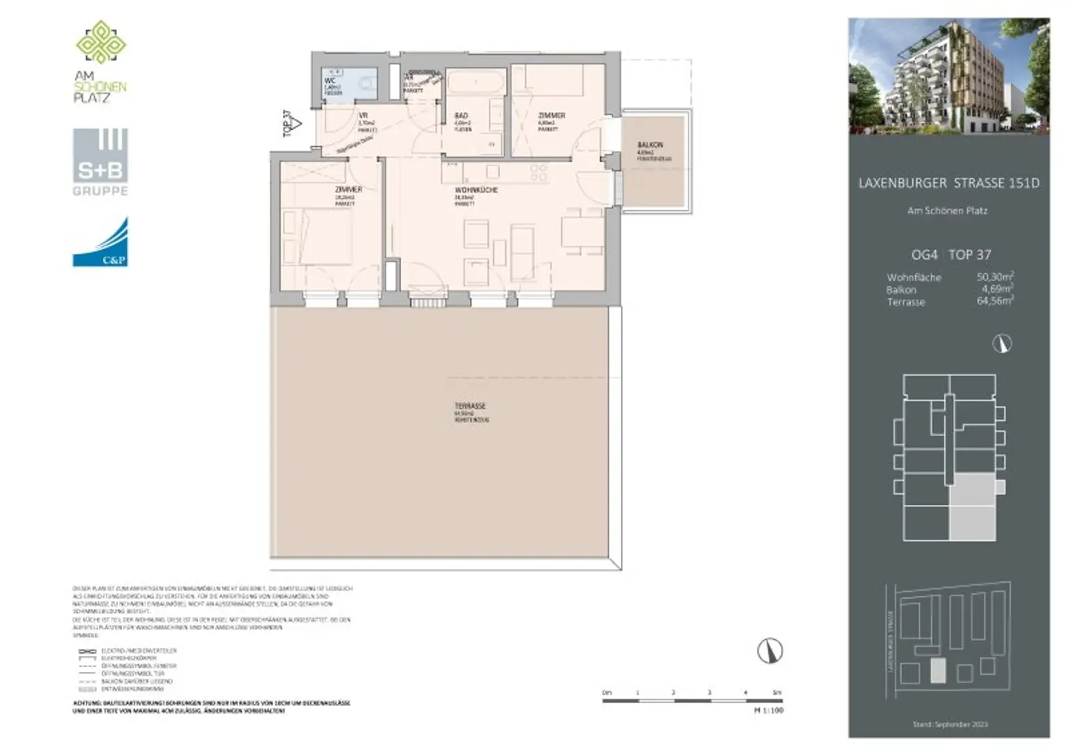 65m2 Terrasse | 3-Zimmer-Wohnung mit Terrasse und Balkon