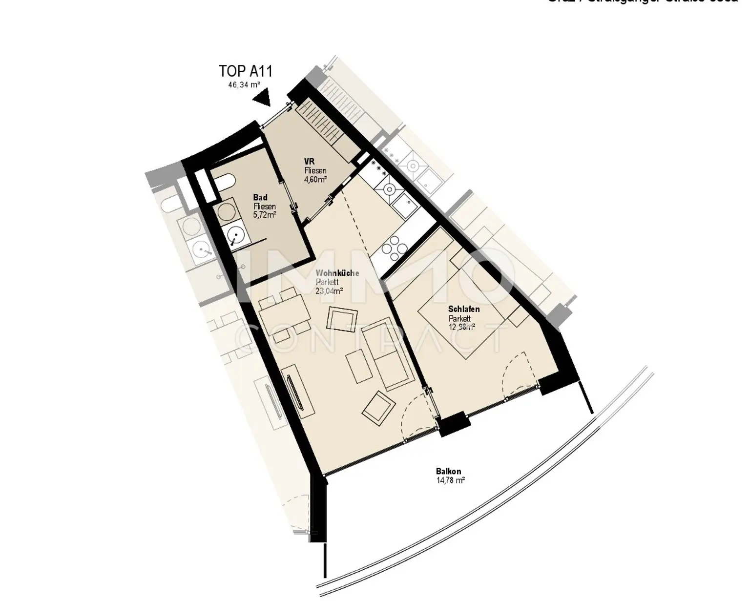 Zwei- Zimmer Wohnung mit Balkon | Straßganger Straße 380 a Top 11