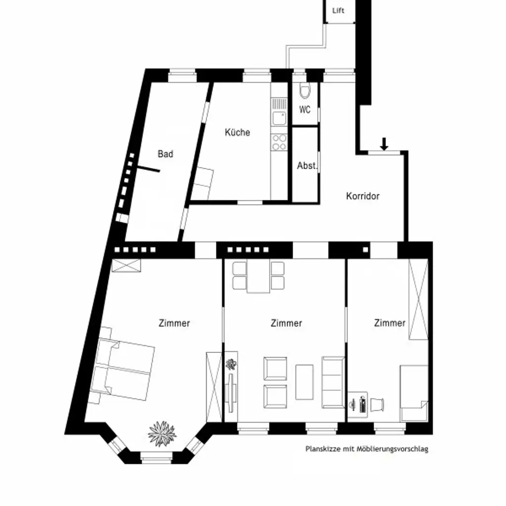 WIENFLUSS - Stilaltbau Nähe Pilgramgasse - 4 Zimmer durch Umbau möglich