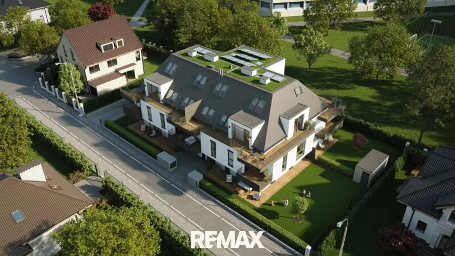 Visualisierung Haus Schrägluftaufnahme