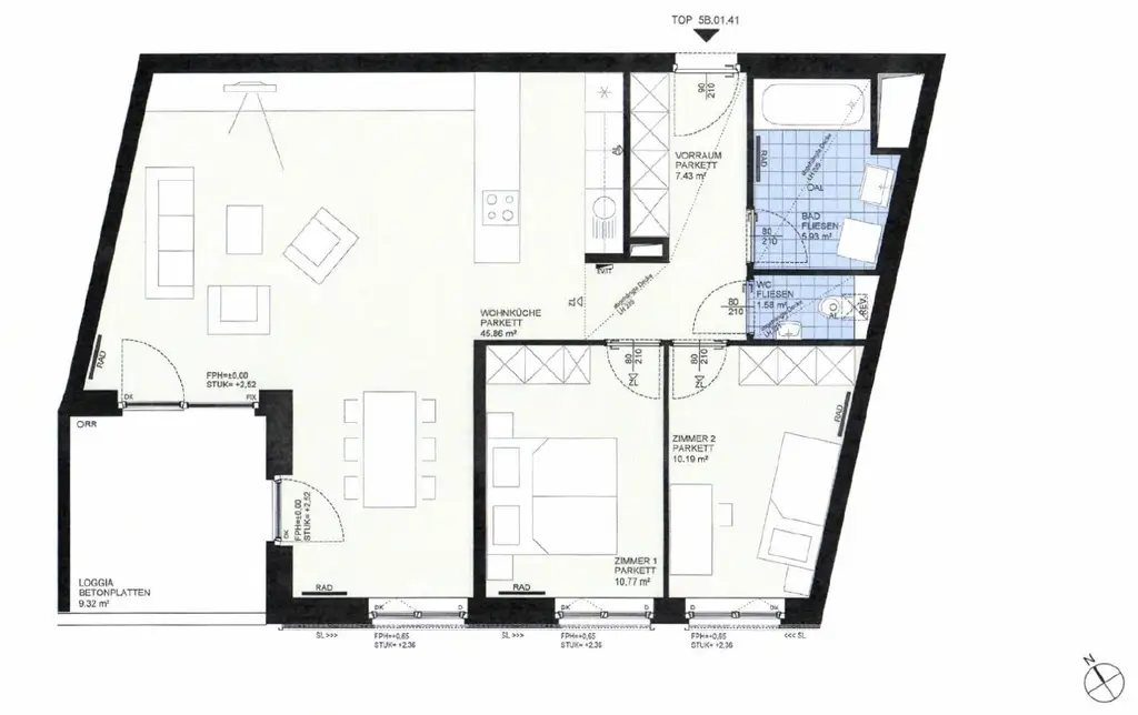 Moderne 3 Zimmer Wohnung ++ große Loggia ++ Gym ++ 7.OG