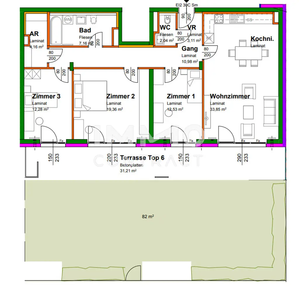 105,63qm 4ZI- Terrassen-Wohnung