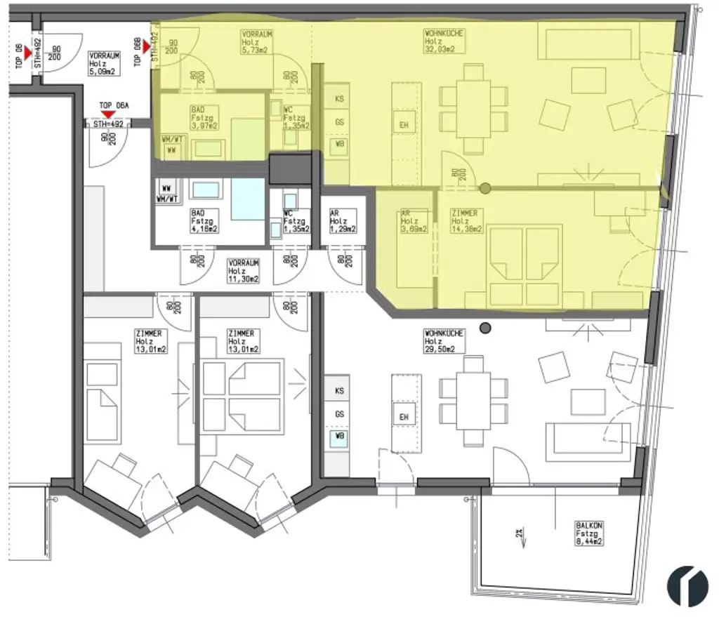 Wohnungsplan Top 13 B2