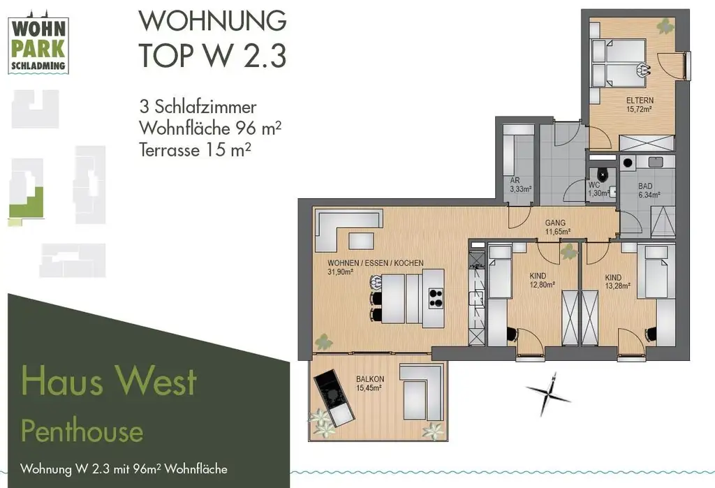 2.Bauabschnitt!!! Wohnpark Schladming Haus West PENTHOUSE TOP 2.3 - Hochwertige Neubauwohnung in Zentrumsnähe