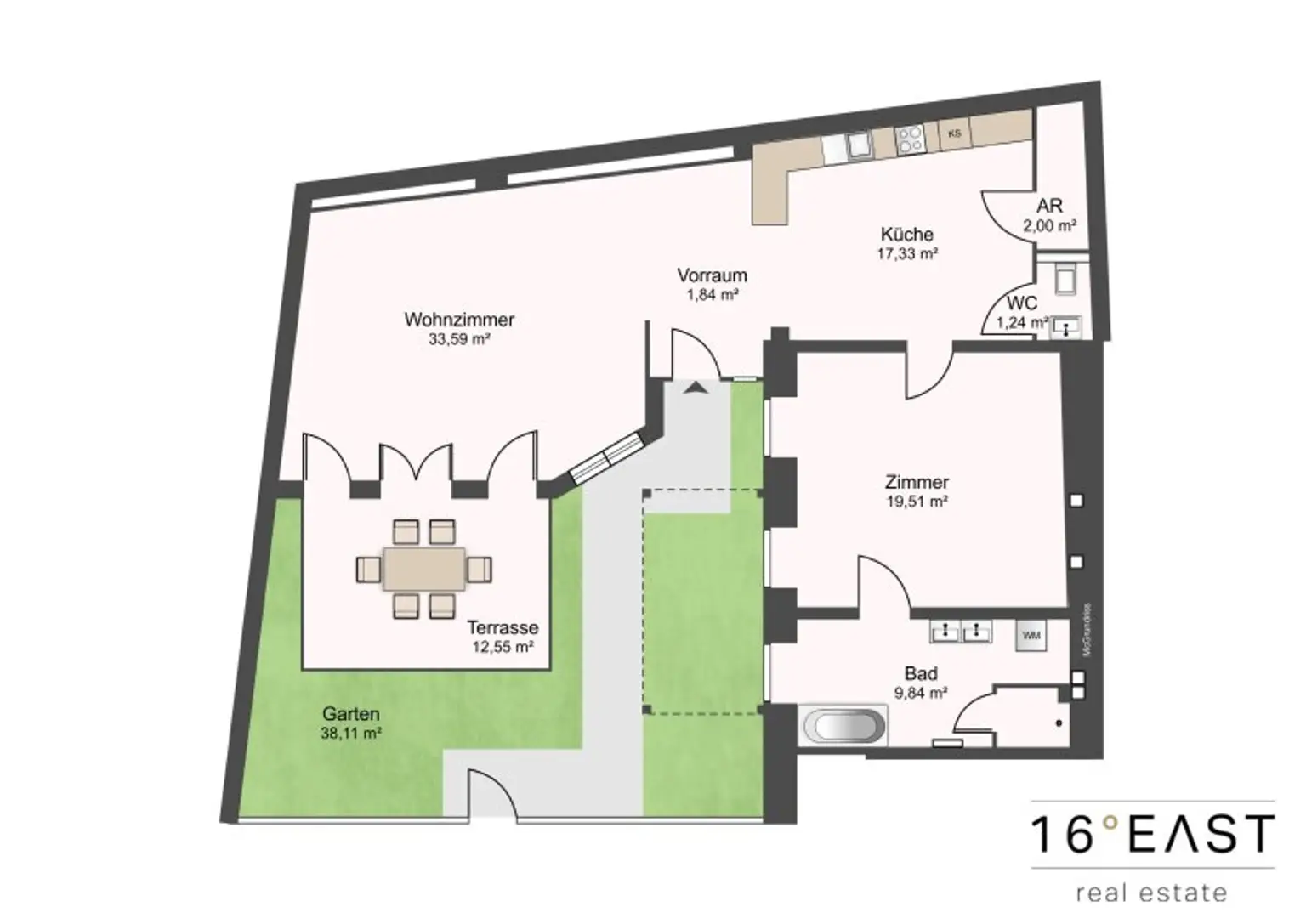 Preisreduktion! 2-Zimmer-Gartenwohnung mit Loft-Charakter – Ruhige Innenhoflage & Eigener Zugang