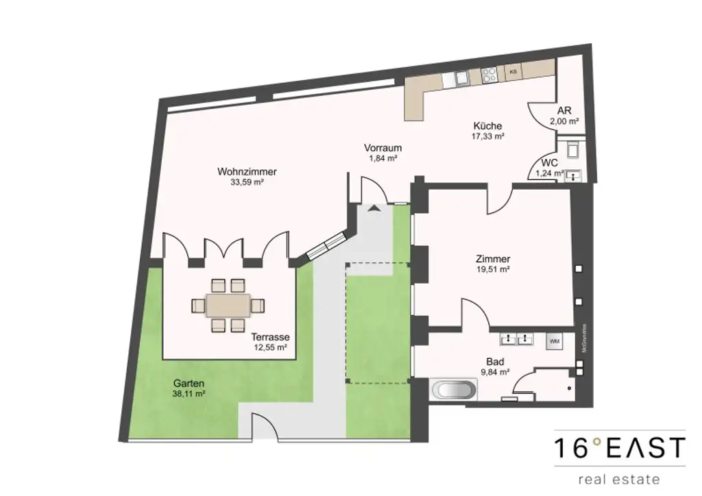 Preisreduktion! 2-Zimmer-Gartenwohnung mit Loft-Charakter – Ruhige Innenhoflage & Eigener Zugang