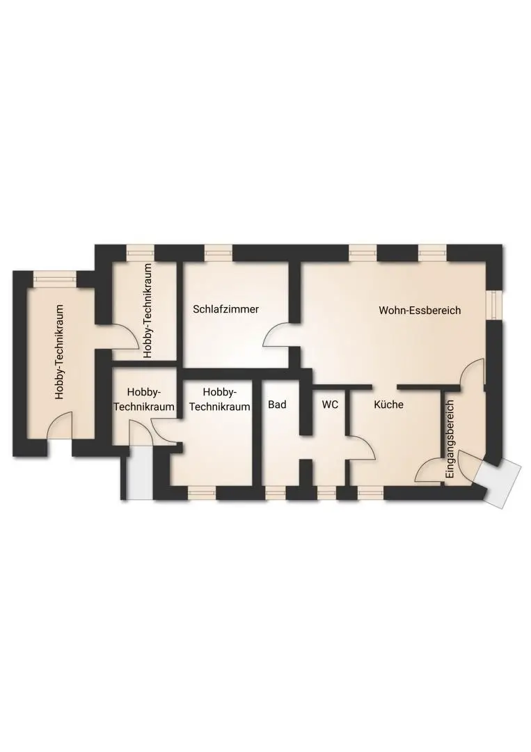 schematische Grundrissdarstellung kleines Haus