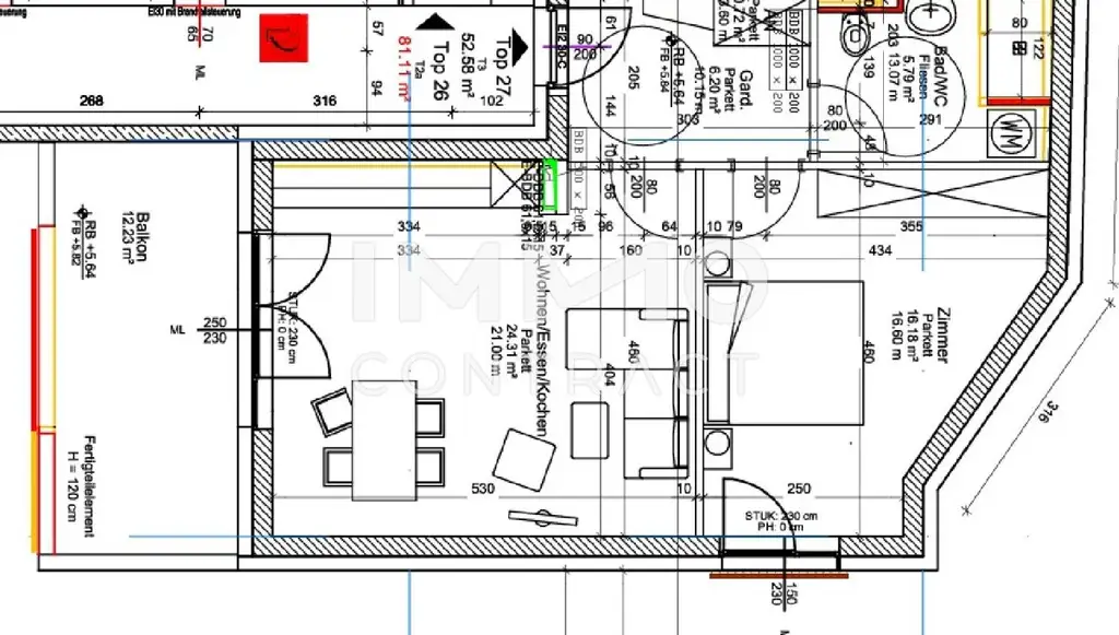 Ruhig gelegene  2- Zimmer - Wohnung mit großem Balkon | Kärntnerstraße 538 Top 27