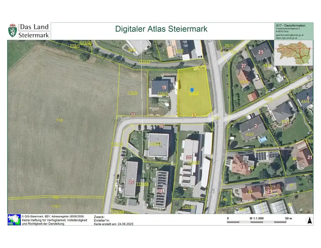 Aufgeschlossenes, 1.069m² Baugrundstück in zentraler Lage