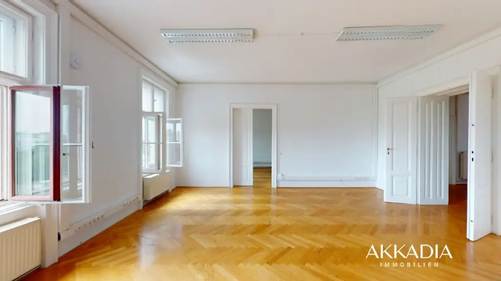 Altbaubüro mit Blick in den Resselpark