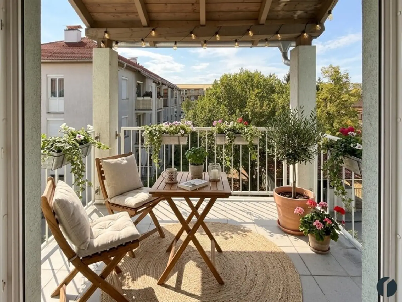 Einrichtungsbeispiel Balkon (KI-generiert)