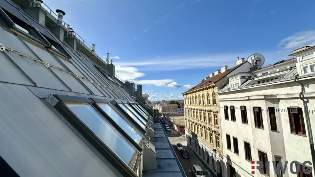 Neubau DG-Terrassenwohnung in Ruhelage | PKW-Stellplatz | 3 Min. zum Kutschkermarkt und zur U6 | 2 Min. zum Aumannplatz