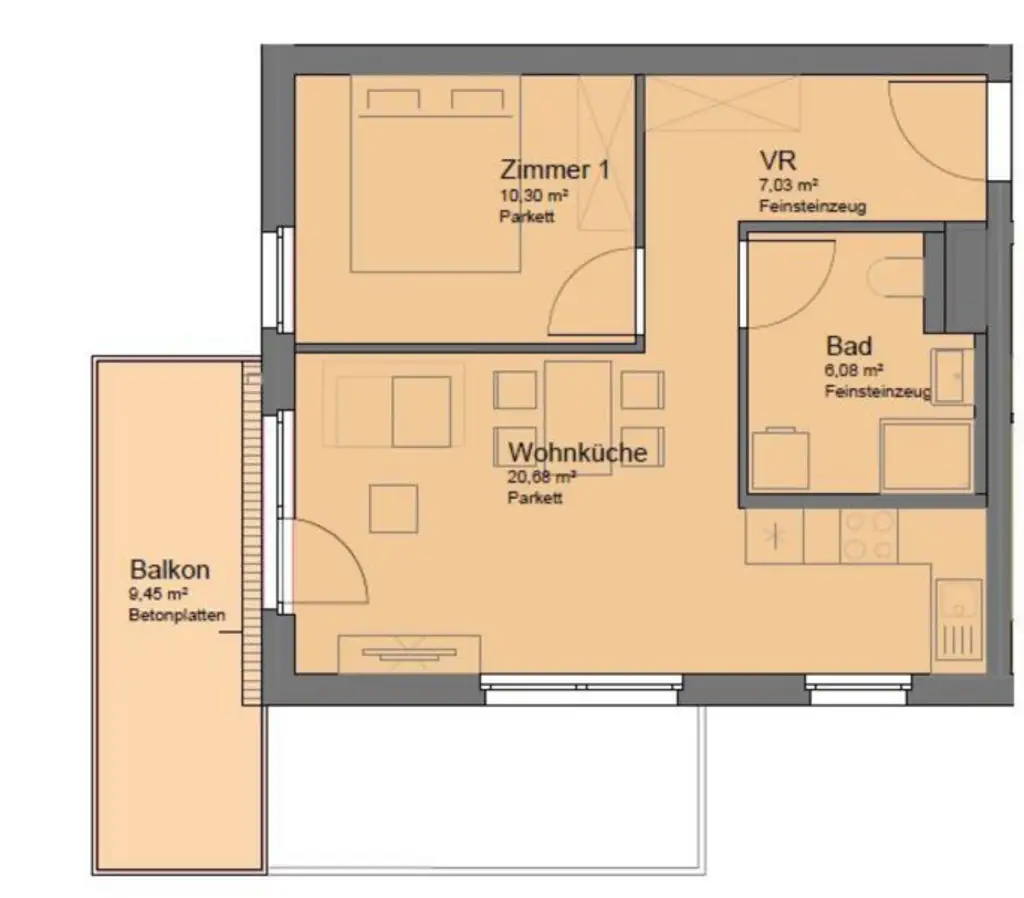 Modernes Wohnen nahe Stadlauer Straße - Großzügiger Balkon