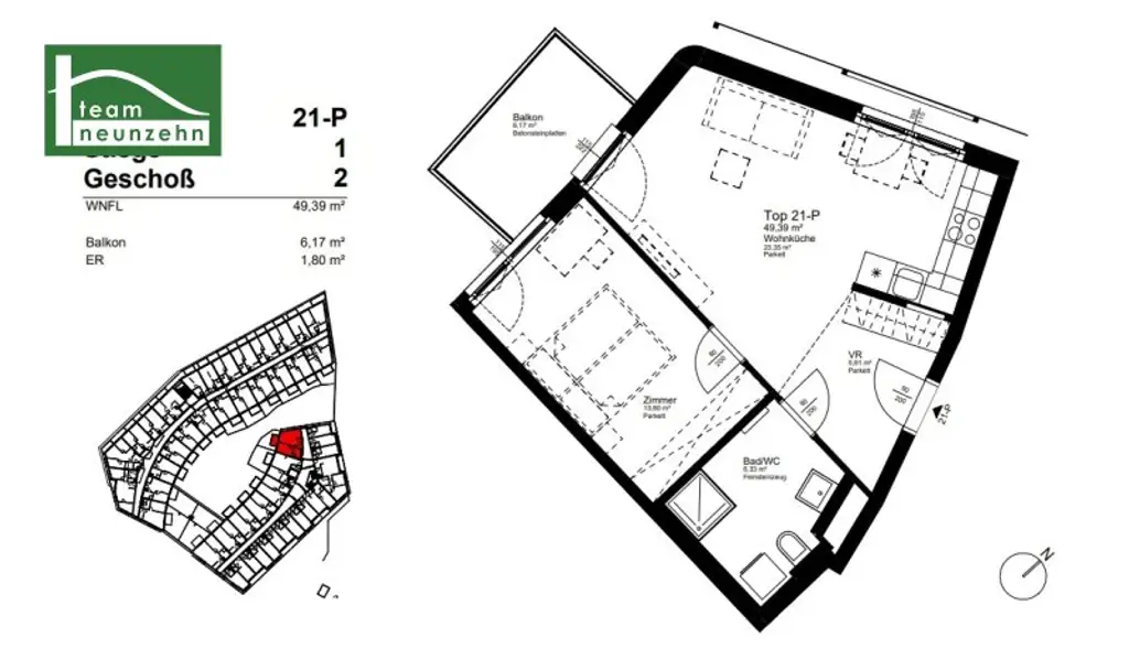 Wohngenuss nahe der Alten Donau: 2-Zimmer Wohnung inkl. Freifläche und Einbauküche - beziehbar ab sofort