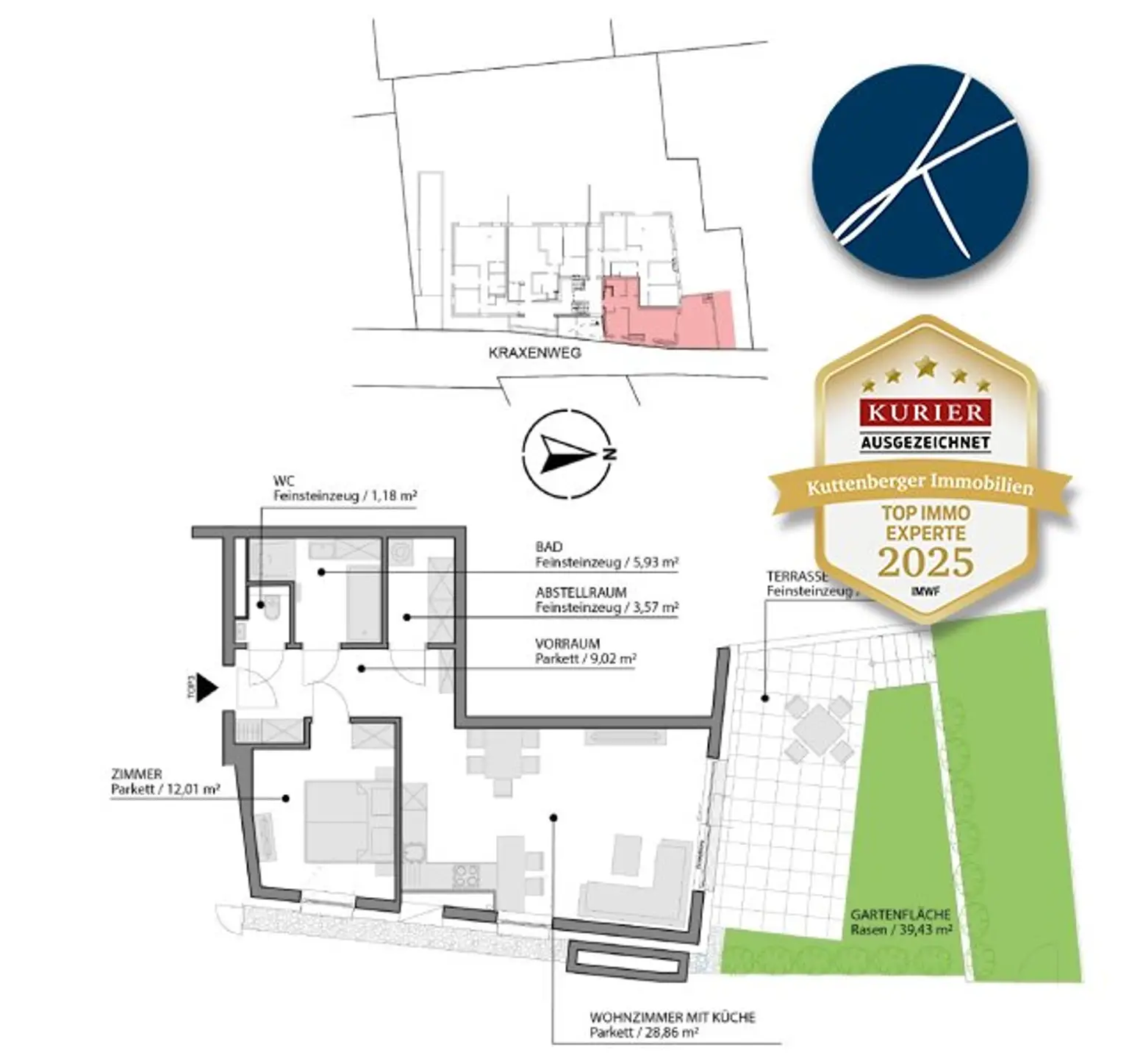 Gemütliche Wohnung mit kleinem Garten & Terrasse (Top 3) - Neubauprojekt am Kremser Steindl