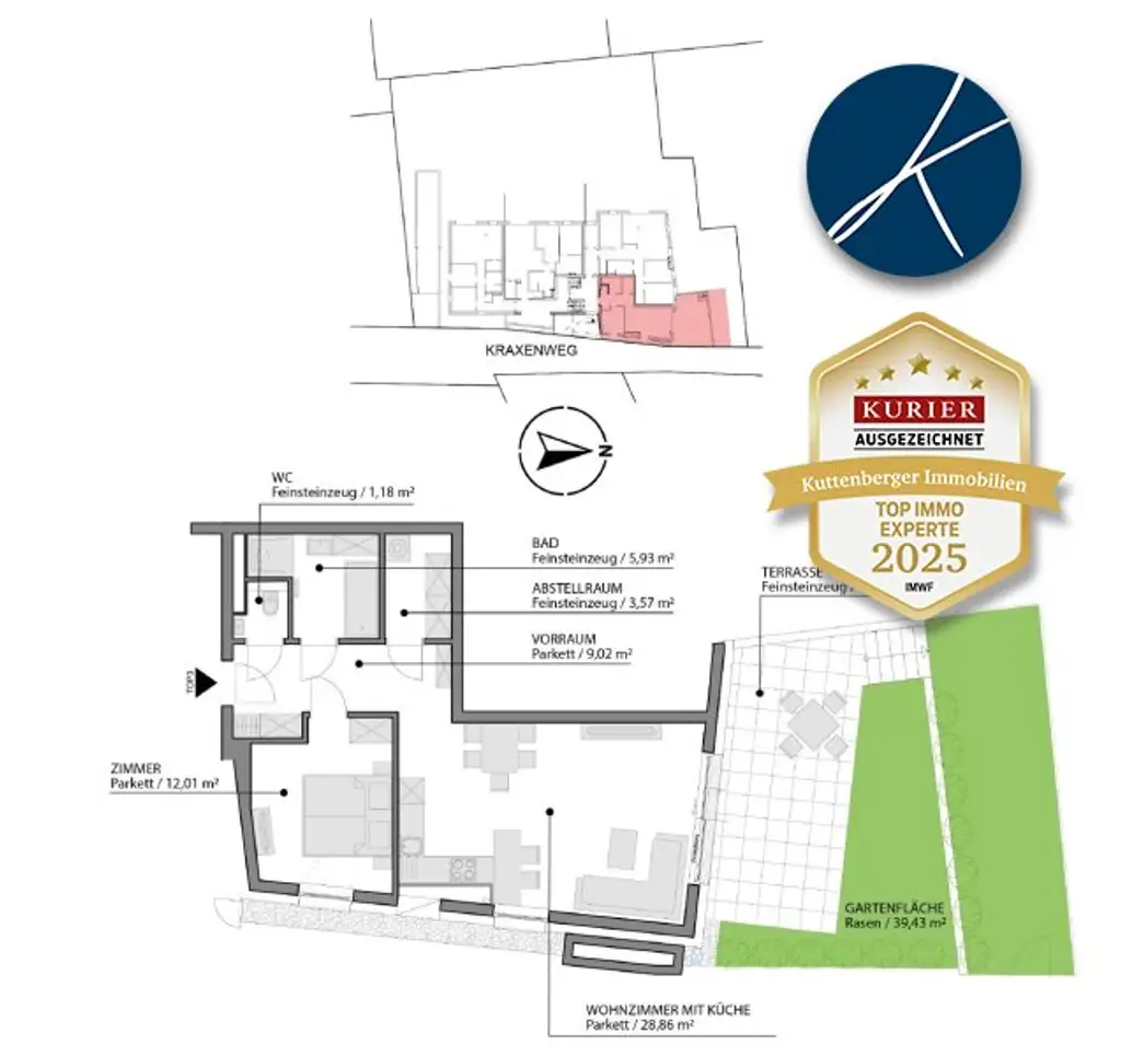 Gemütliche Wohnung mit kleinem Garten & Terrasse (Top 3) - Neubauprojekt am Kremser Steindl