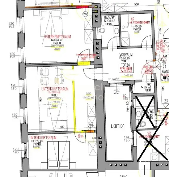 Planunterlage Teilbereich Top 24 – Umbauzeichnung