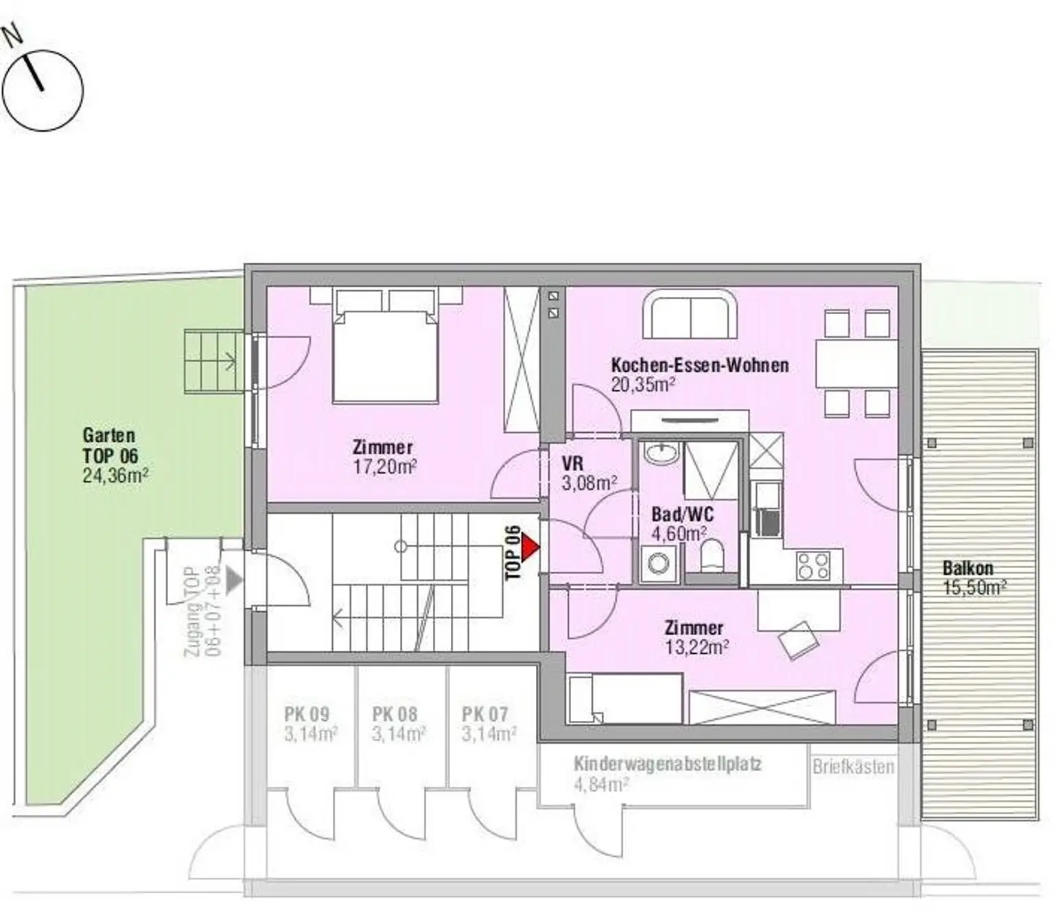 3 Zimmerwohnung ~ mit Garten und Balkon ~ ost-west Ausrichtung ~ Parkplatz