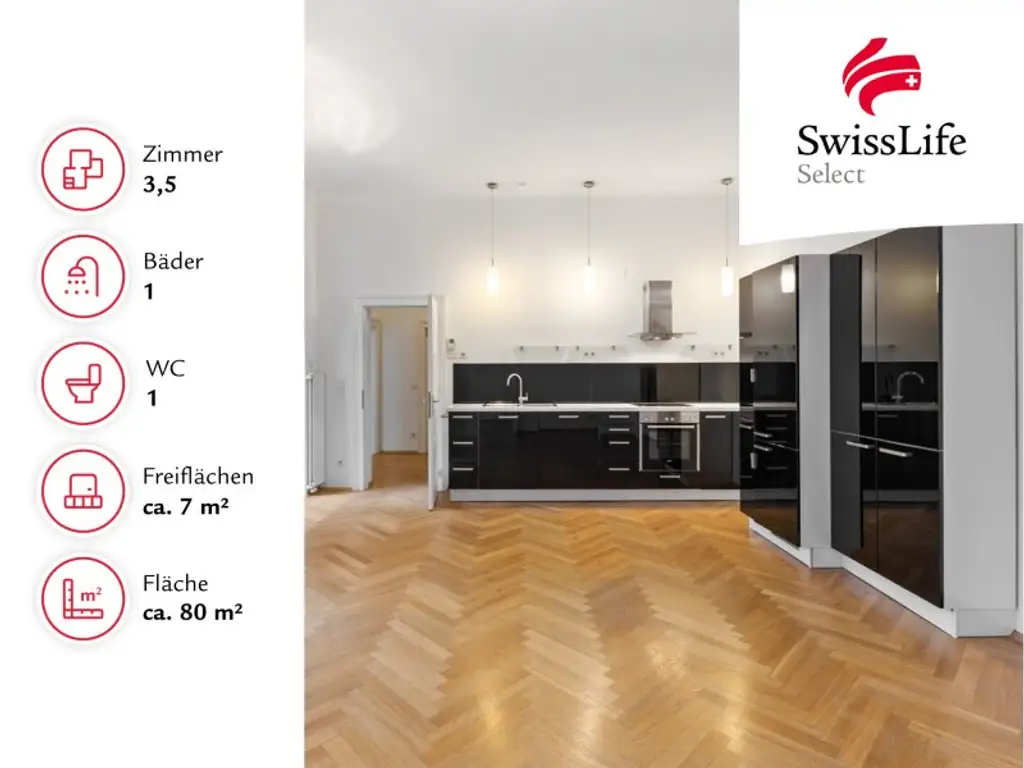Neustiftgasse | Attraktive 3,5 Zimmer Altbauwohnung mit Balkon | Innenhoflage