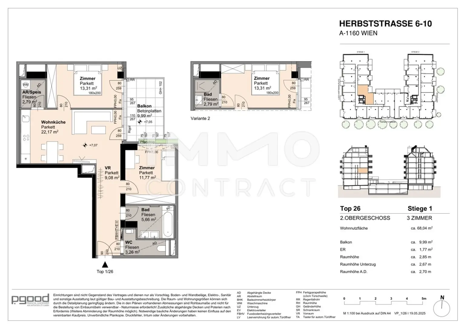 WOHNEN AM PARK: Innenhofseitige Dreizimmer-Wohnung mit Balkon