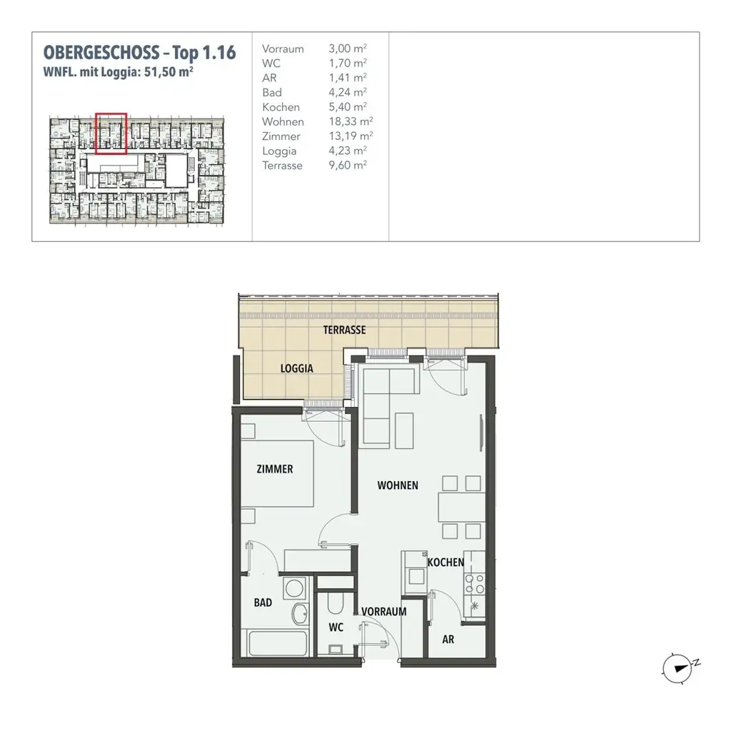 EDI N° 7 - Gemütliche 2 - Zimmer - Wohnung mit großer Loggia