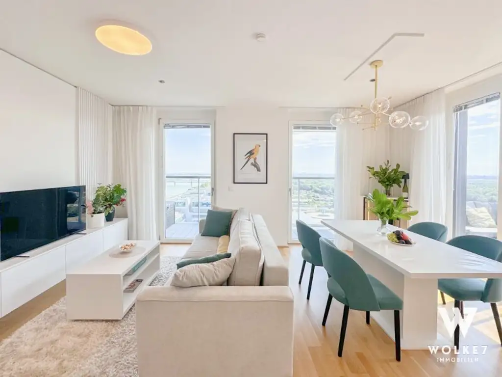 Exklusive 3-Zimmer-Residenz im Marina Tower – 16. Etage mit Donaupanorama