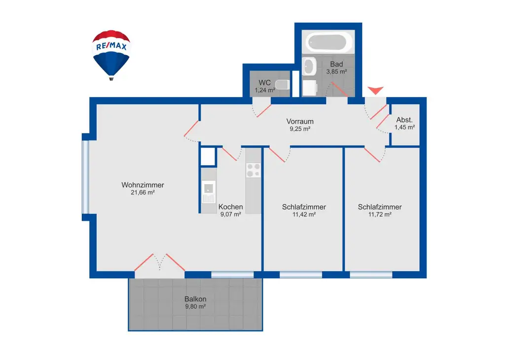 3 ZIMMERWOHNUNG MIT BALKON