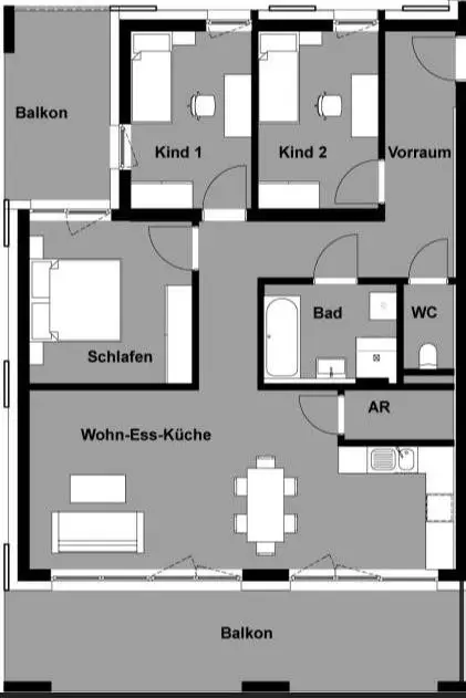 4-Zimmer Familienwohnung inkl. Einbauküche 95 m² - Top 09