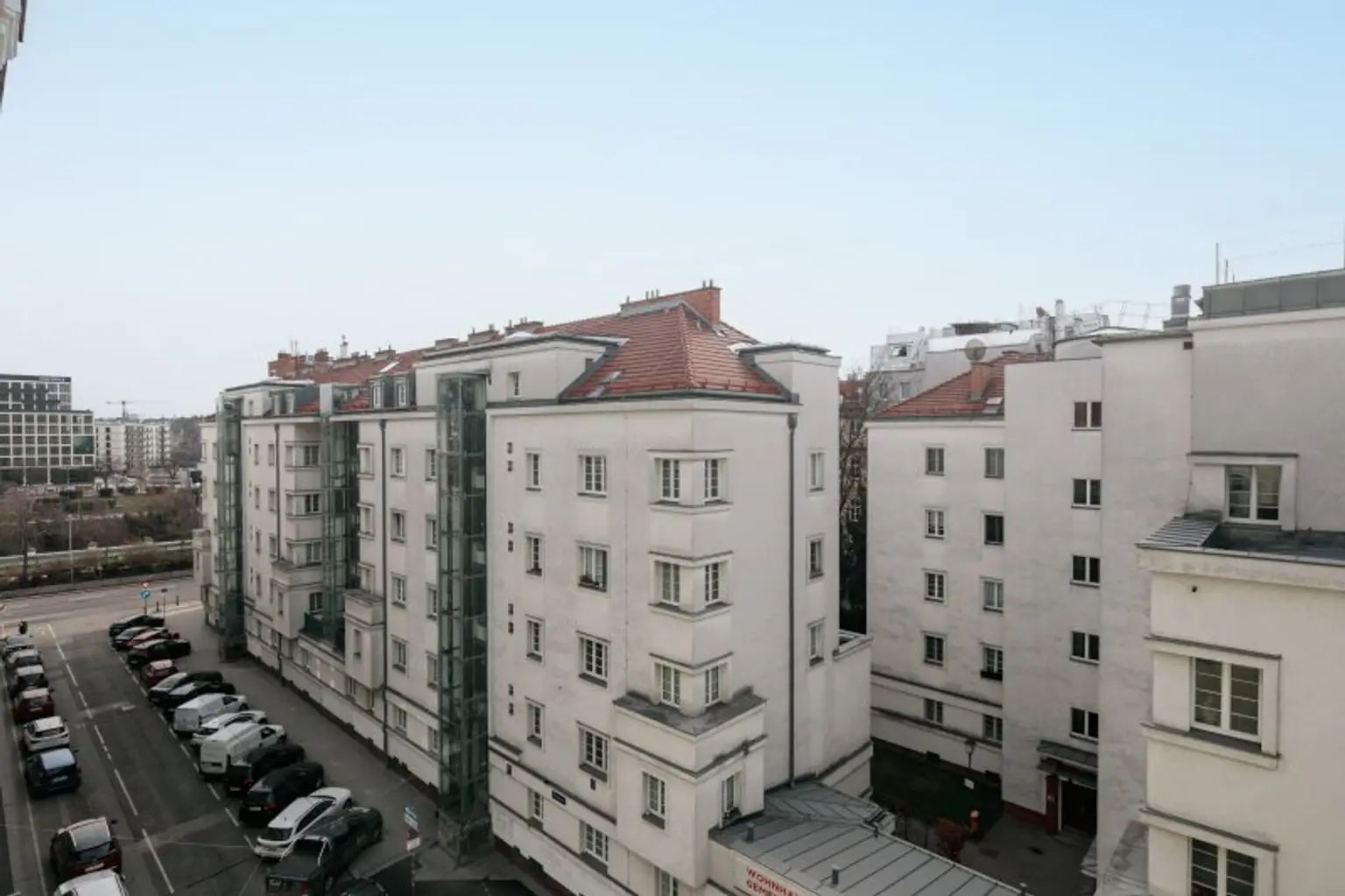 Aussicht straßenseitig in Richtung Donaukanal