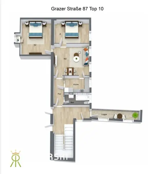 Hofseitige Wohnung mit Charme und separater Loggia nahe dem Hauptplatz - Thermische Sanierung beschlossen