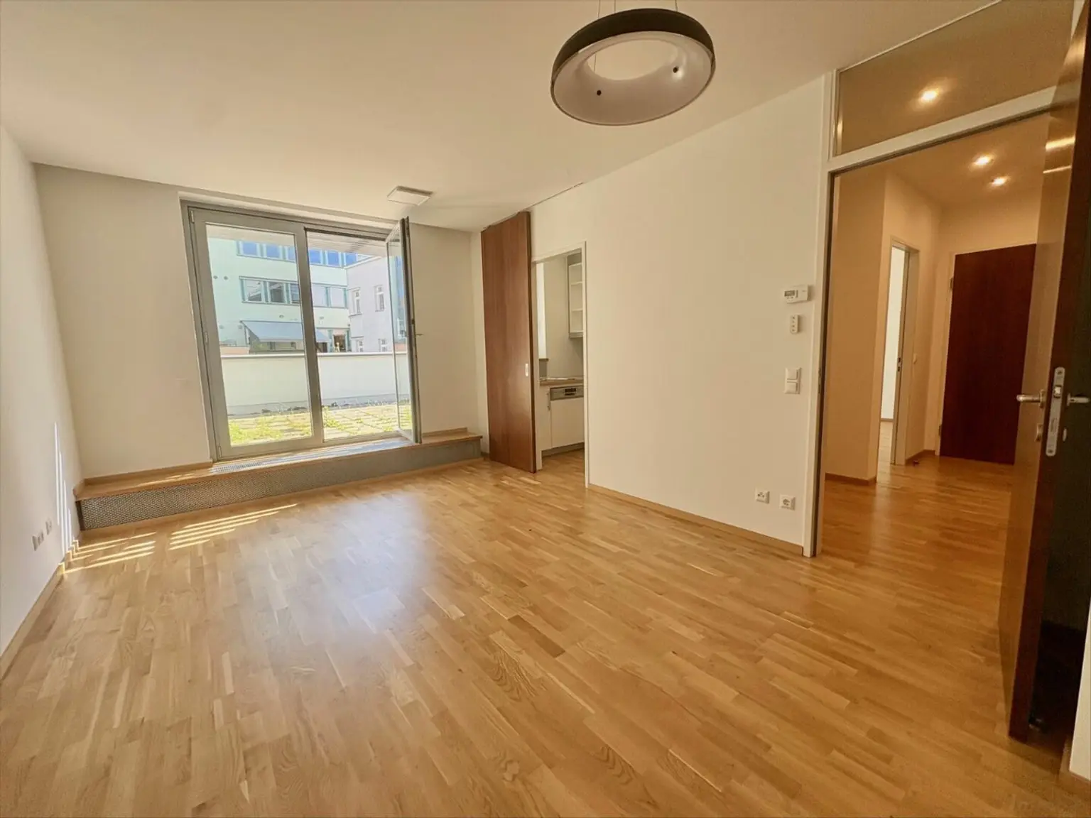 Gesamtansicht Wohnzimmer - Küche - Vorraum