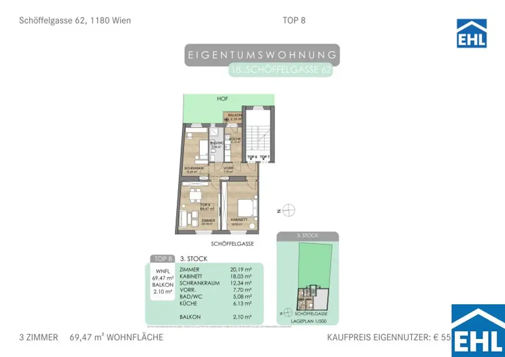 Sanierte 3-Zimmer-Wohnung mit Hofterrasse!