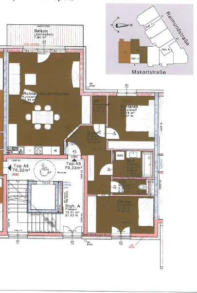 Moderne 3-Zi Wohnung in der Raimundstraße mit hofseitigem Balkon