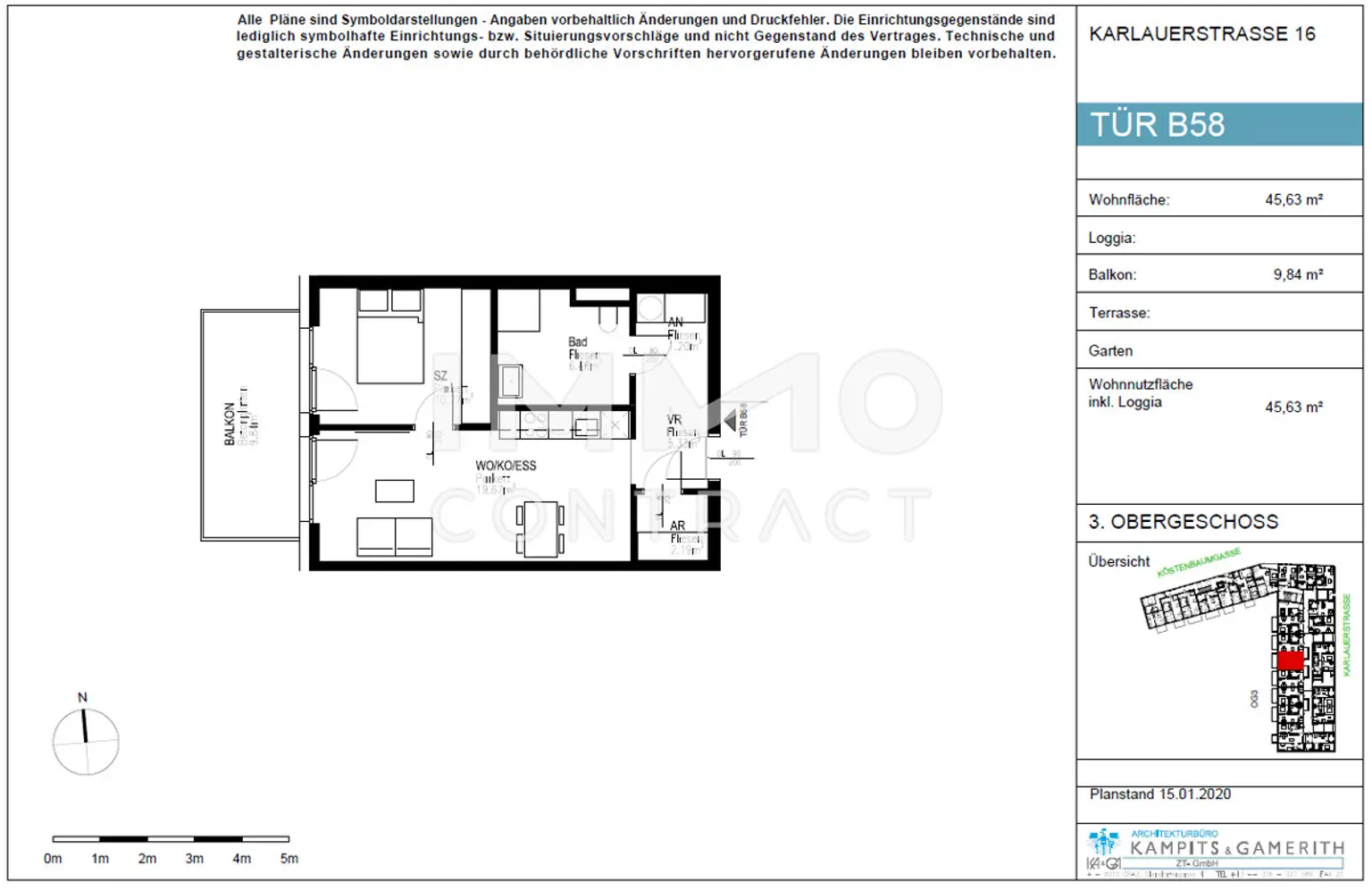 CITY SUITES GRAZ:  2 Zimmer-Wohnung in zentraler Innenhoflage Lage mit Balkon - Karlauerstraße 16 - Top B 58