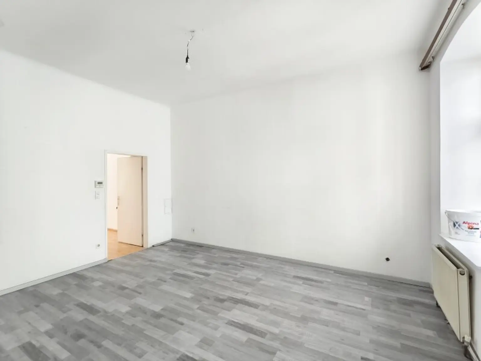 Wohn-/Esszimmer mit Blick ins Kabinett