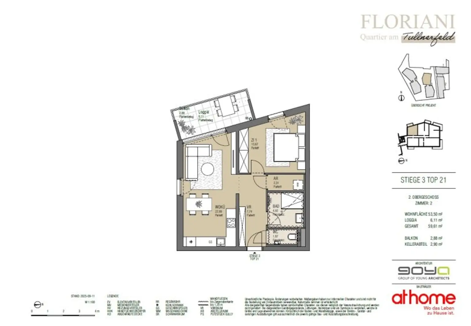 FLORIANI – Quartier am Tullnerfeld - Sonnige 2 Zimmer mit Loggia (West Ausrichtung) - Wohntraum mit vielen Extras - Bahnhof in der Nähe