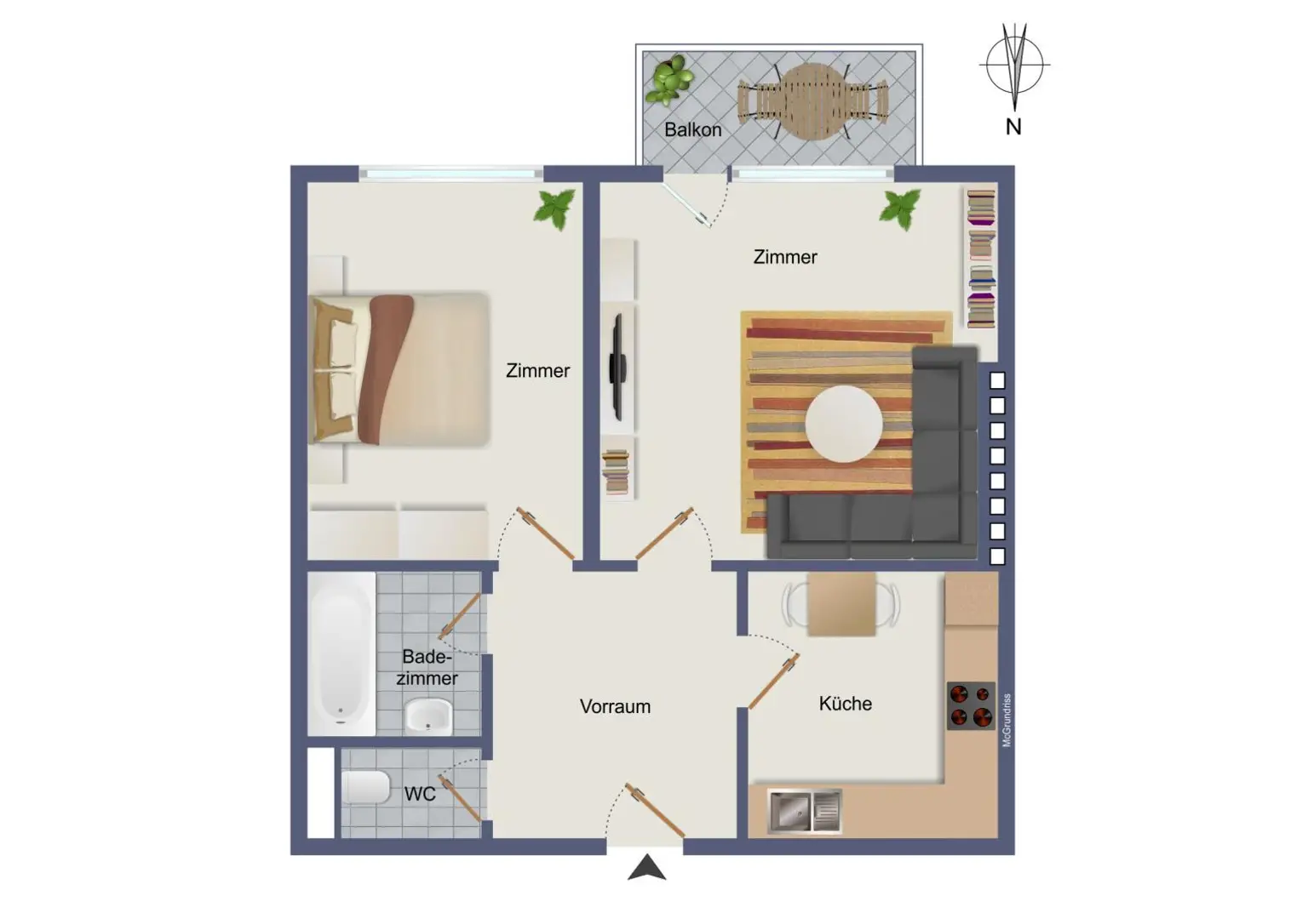 Sonnige 2-Zimmer-Wohnung in Toplage mit Traumaussicht