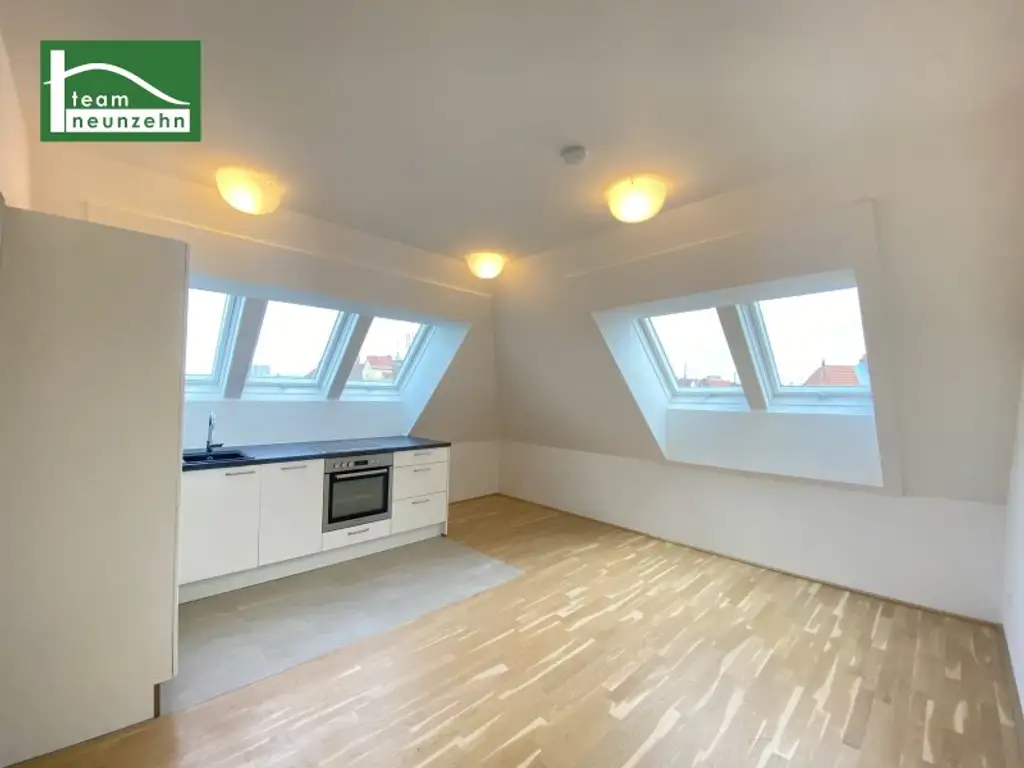Klimatisierte Dachgeschoss-Wohnung mit Ausblick zur Donau! 5 Minuten zu U6 und S-Bahn Handelskai!