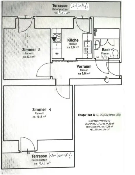 2 Zimmer DG-Wohnung - Erstbezug nach qualitativ hochwertiger Komplettsanierung - plus 2 Terrassen mit gesamt ca. 13,58 m²
