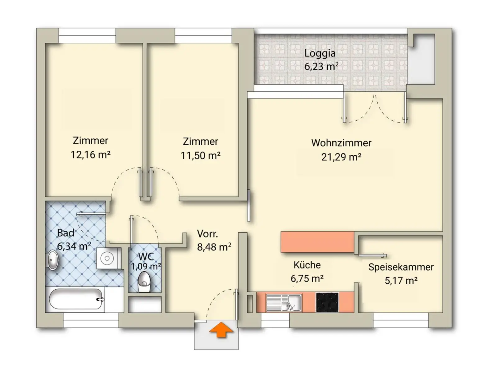 Helle 3-Zimmer-Wohnung mit Loggia in ruhiger Grünlage von Mauerbach